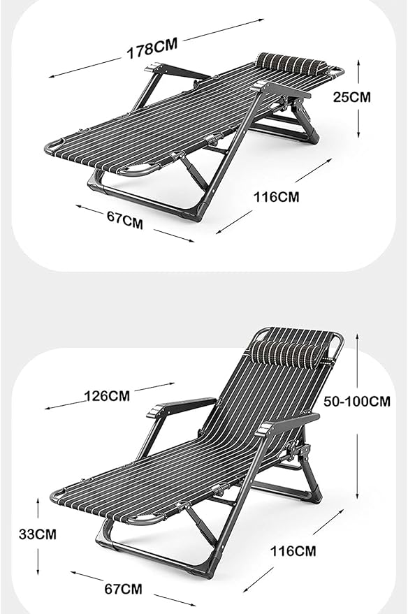 Outdoor Chair Balcony Chairs Deck Chairs Sun Loungers Multifunctional Lunch Break Lunch Leisure Office Nap Bed Portable Chair for Camping Beach Patio Chairs Lo