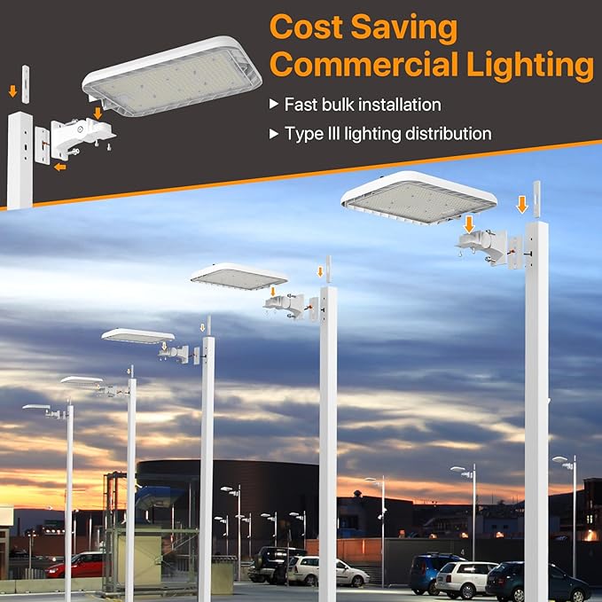 300W LED Parking Lot Light 150LM/W Dusk to Dawn Outdoor Lighting for Roadway Barn Street Light with IP65 Waterproof 5000K Daylight 45000LM