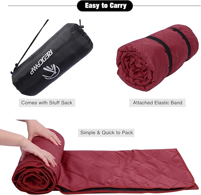 REDCAMP Large Waterproof Stadium Blanket for Cold Weather Soft Warm Fleece Camping Blanket Windproof for Outdoor Sports Red