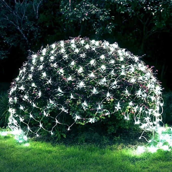 JMEXSUSS 200 LED Cool White Net Lights for Bushes 9.8 ft x 6.6 ft Christmas Net Lights Outdoor Mesh Light Connectable with Remote Plug in for Christmas Tree Garden Bush Decor