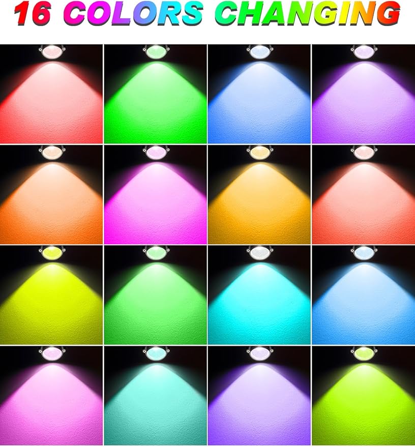 Christmas RGBW Outdoor Spotlights for Yard 10W Color Changing Landscape Lights with Remote Control 120V LED Landscape Lighting Waterproof Spotlight with Plug Tree Garden Path Decoration(2Pack)