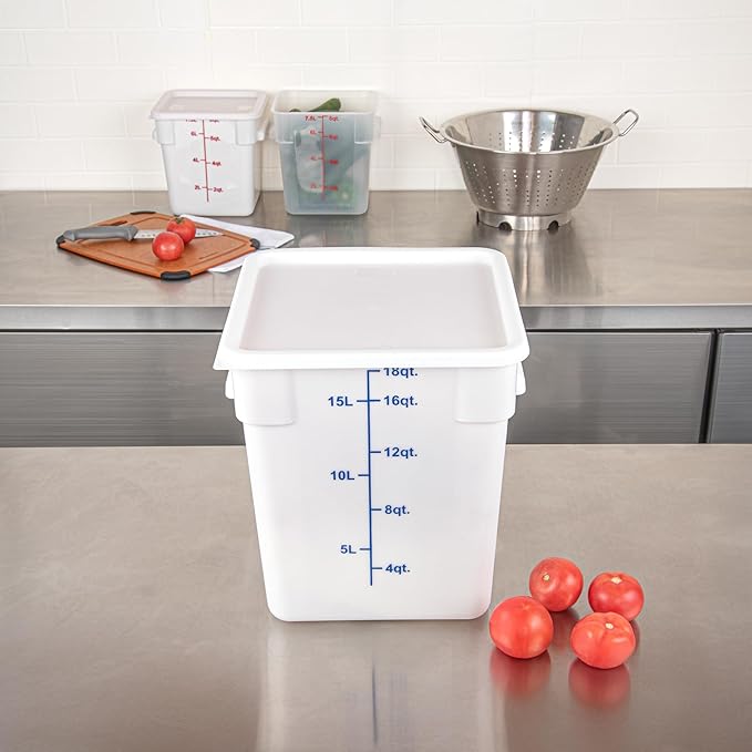 Restaurantware-LID ONLY: Met Lux Food Container Lid 1 Square Cover For Storage Container - Containers Sold Separately With Pull-Corner Tab White Plastic Dishwashable Freezable
