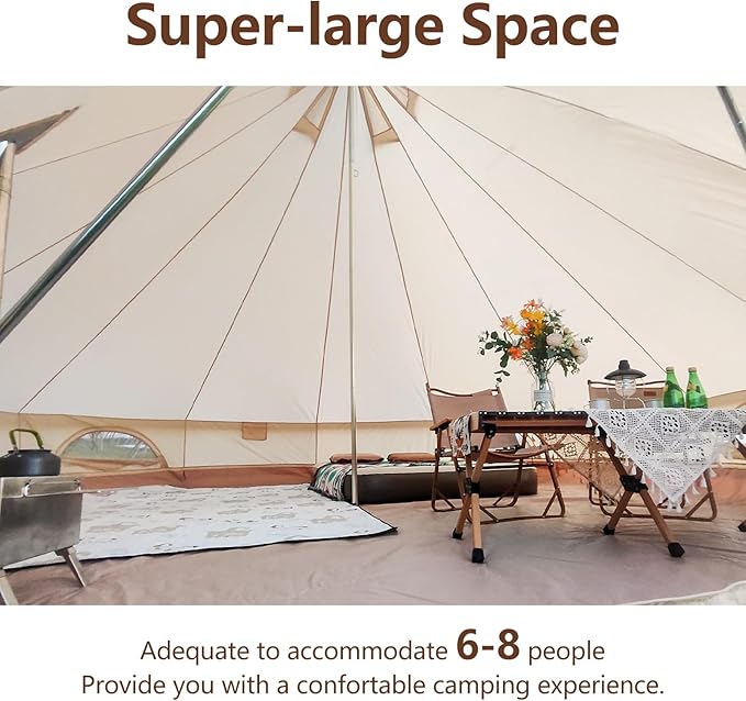 Oxford Bell Tent for Family Camping - Spacious 13.1ft /16.4ft Yurt with Stove Jack Large Glamping Tents for 4-8 People 4 Season Oxford Hot Tent Shelter