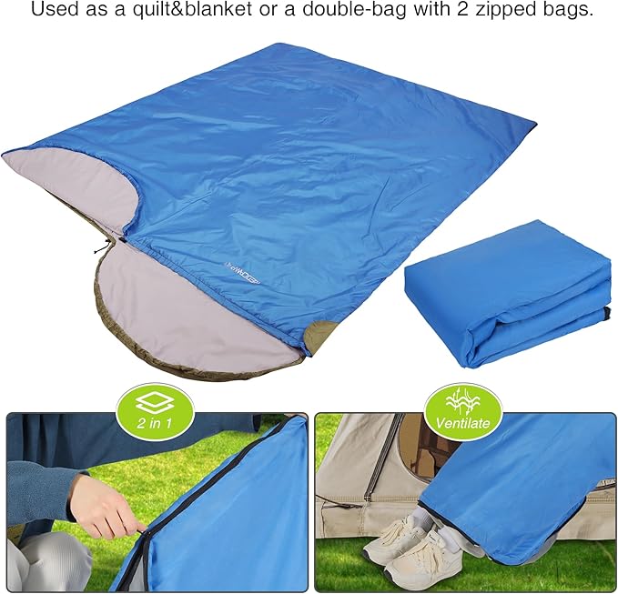 REDCAMP Ultra Lightweight Sleeping Bag for Backpacking Hiking Comfort for Adults Warm Weather with Compression Sack