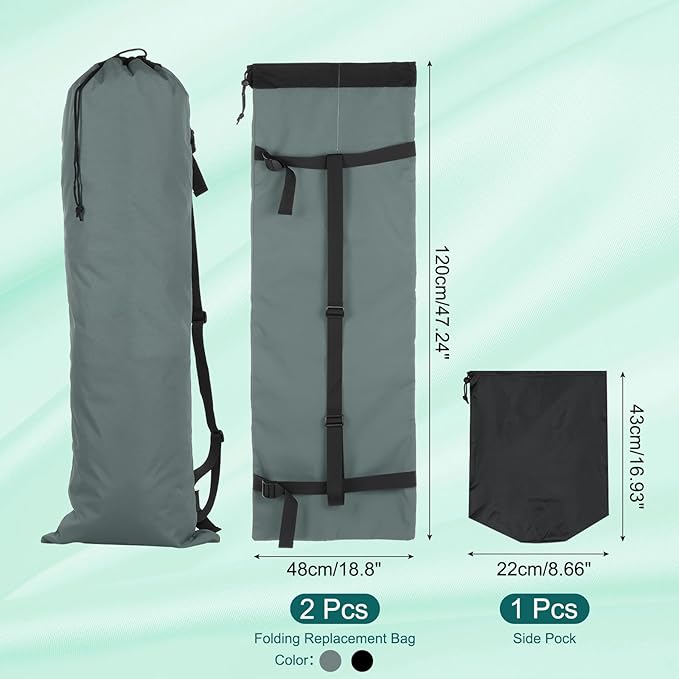 PATIKIL Foldable Camp Chair Replacement Bag 2 Pcs Camping Chairs Folding Chair Carry Bag with Adjustable Shoulder Strap for Outdoor Camping Fishing Storage Gray Black