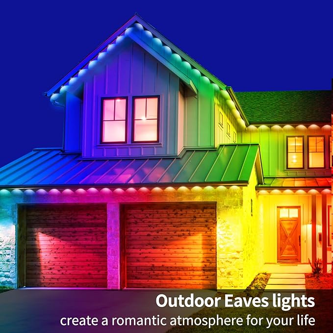 500ft Permanent Outdoor Light RGB Smart Outdoor eave Lights with APP &amp Remote Controltimed Music synchronisation IP67 Waterproof LED eave LightSuitable for PartyHalloweenChristmasRooftopGar