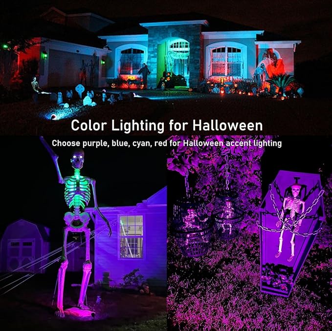 TOVEENEN LED Color Landscape Outdoor Spotlight - 120V 25W Remote Waterproof Spot Lights for Yard Garden Tree House Halloween Christmas Lighting