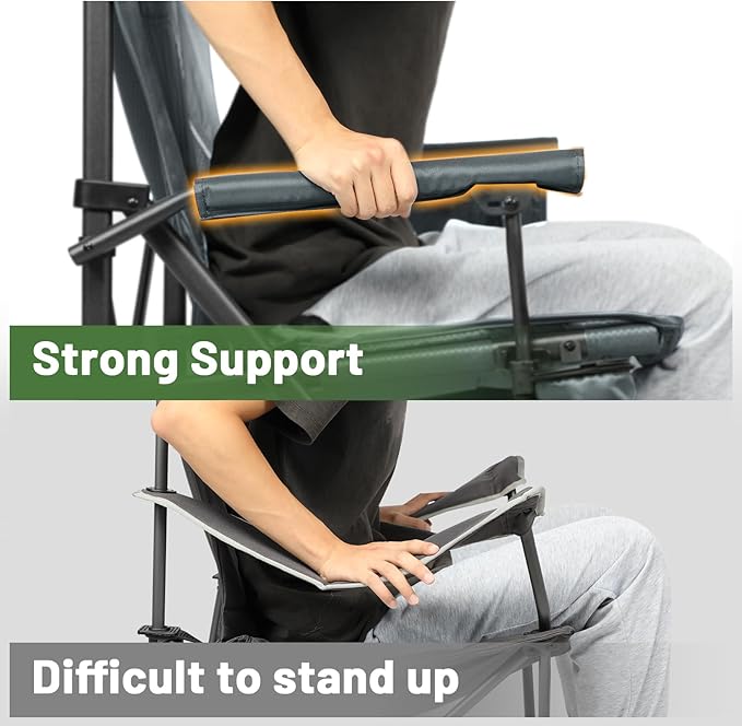 TIMBER RIDGE Oversized Folding Camping Chair High Back Heavy Duty for Adults Support up to 500lbs with Cup Holder Side Pocket Cooler Bag 2 Pack