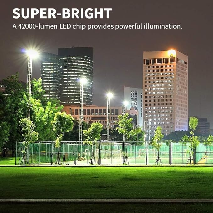 ledmo 360W LED Flood Lights Outdoor Super Bright 50400LM Stadium Lighting Commercial Sports Floodlight with Adjustable Bracket Light up Yard Arena Barn IP65 Waterproof 5000K Tri-Modular (2Pack)