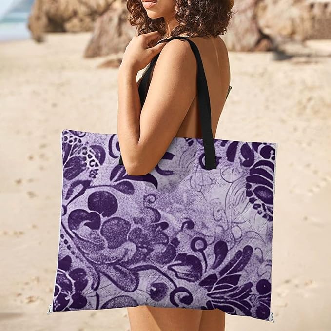 Zipper Purple Lace Pattern Style Picnic Mat Suitable for Travel Camping Park Or Home Use