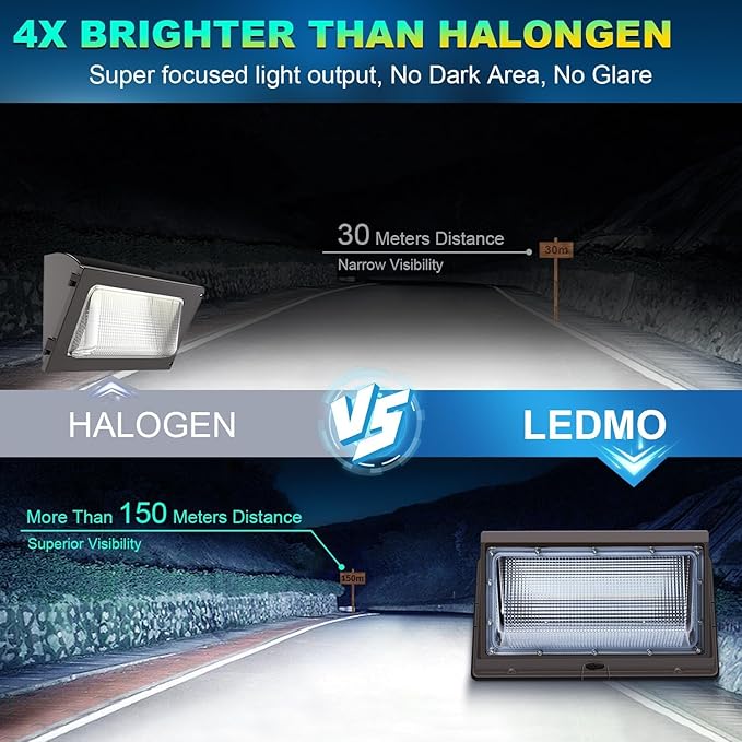 ledmo LED 120W Wall Pack Light with Photocell 15840LM 5000K Dusk to Dawn Outdoor Commercial Security Lighting IP65 Waterproof Outdoor Wall Lights