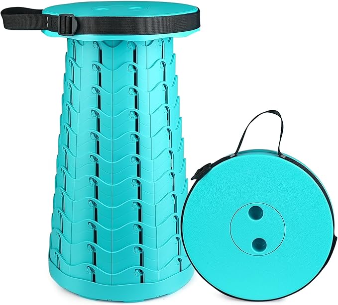 Hesanzol Portable Telescoping Stool Retractable Folding Stool for Camping Garden Fishing Hiking Travel BBQ Adjustable Collapsible Stools Max Load 400lbs