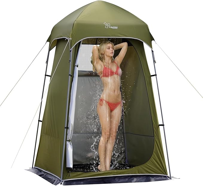 Vidalido Outdoor Camping Shower Tent Easy Setup Privacy Tent Changing Room Portable Camp Shower Tents for Camping with Floor Waterproof Privacy Shelters Camping Toilet Tent
