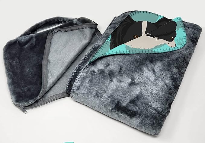 Caroline's Treasures MLM1081TBLT Black and Whtie Papillon Soft Travel Blanket with Bag Airplane Blanket Indoor Outdoor Camping Blanket for Traveling Picnics Beach Trips Concerts