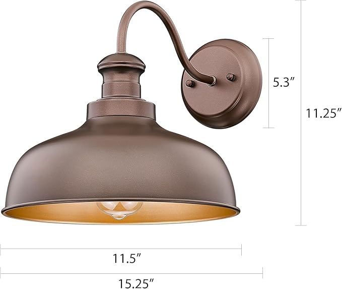 Outdoor Farmhouse Barn Light Outside Wall Sconce Weather Resistant Anti-Rust Farmhouse Exterior Wall Light Outdoor Lantern Lamp for Porch Garage Patio Entryway(Oil-Rubbed Bronze 4 Pack)