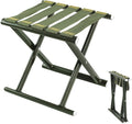 Heavy Duty Folding Stool Full Steel Frame Camping Stool for Adults 400LBS Capacity Military Green Portable Stool with Thickened Webbing Anti-Slip Feet for Outdoor Camping Hunting Fishing Gardening