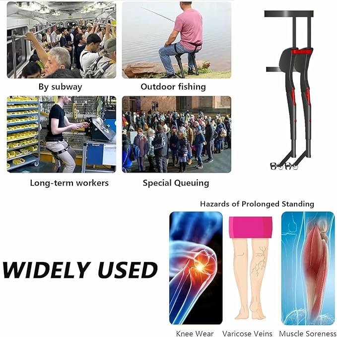 Lightweight Exoskeleton Wearable Chair Portable Invisible Chair Pants Up to 331 Lbs for Anglers Hikers Barbers Chefs Photographers Green