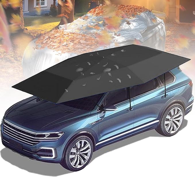 Automatic Car Umbrella Universal Sun Shade Canopy with Remote Control Car Cover Tent Snow/Frost/Hail Protection Auto Garage Shelter for Outdoor Black-5.2m