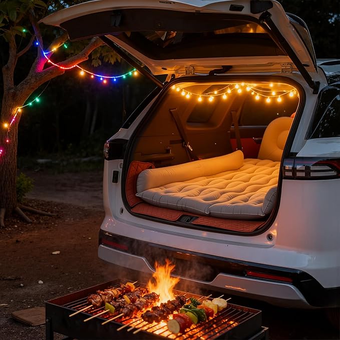 WEY&ampFLY Car Air Mattress for SUV Quick Inflation Travel Bed with Air Pump Portable Sleeping Pad for Camping Fits Most SUVs and Sedans Comfortable and Durable