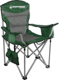 Oversized Camping Chair 300lbs - Heavy Duty Folding Chair with Cooler Pouch and Carry Bag for Camp Sites Tailgates or Beach by Wakeman (Green)