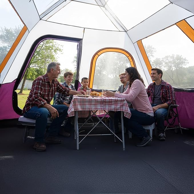 Camping Tents 4/6 Person Pop Up Instant Tent - Setup in 60s for Family Camping Windproof Design Family Cabin Tent with Rainfly &amp Backpack Carry Bag
