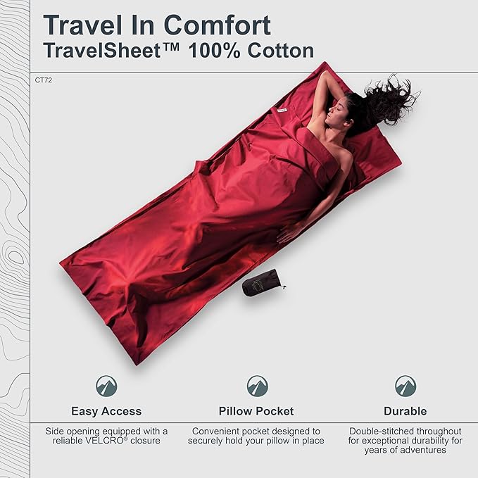 COCOON - Premium - TravelSheet - - Cotton - Monk's Red - Regular