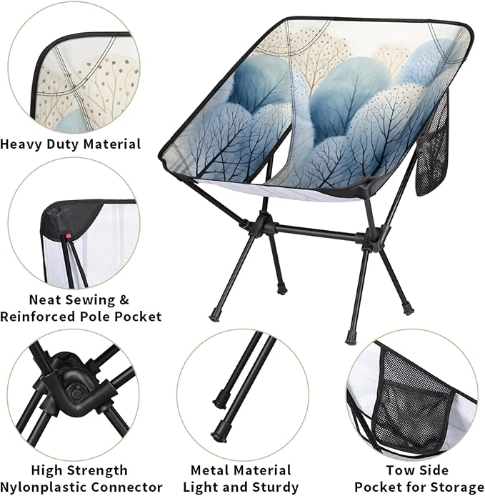 Honeybaby Folding Camping Chair Forest Pattern Camping Chairs Lightweight Portable Chair Outdoor Foldable Chairs for Camping Travel Picnic Beach Hiking