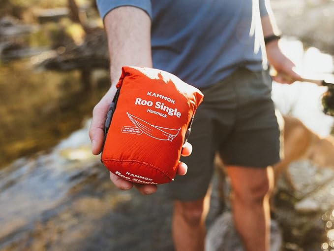 KAMMOK: Roo Single Hammock | Made from Strong &amp 100% Recycled Water Resistant Ripstop Fabric | Comfortable Packable Lightweight (Lifetime Adventure Grade Warranty) Midnight Blue