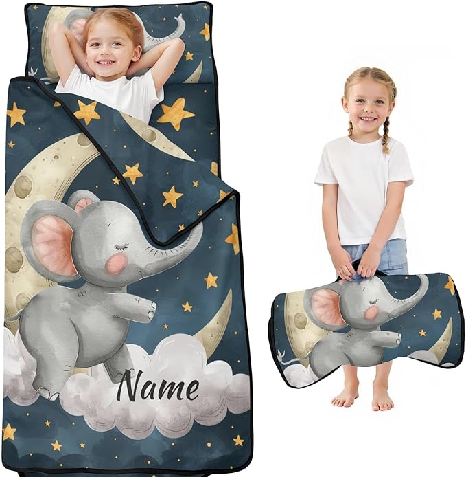 Toddler Sleeping Bag with Blanket &amp Pillow – Personalized Roll-Up Nap Mat with Custom Name for Kids