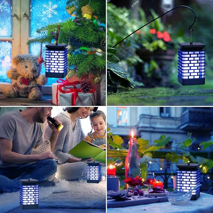 EOYIZW Solar Lanterns 99LEDs Dancing Flickering Flame Lights IP65 Waterproof Purple 3.5 H x 3.5 W x 3.5 D