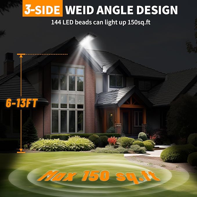 Solar Lights Outdoor Waterproof 2 Pack 6500k Solar Flood Light Dusk to Dawn Solar Street Lights with Motion Sensor &amp Remote Control LED Solar Parking Lot Lights for Yard Ground Garden