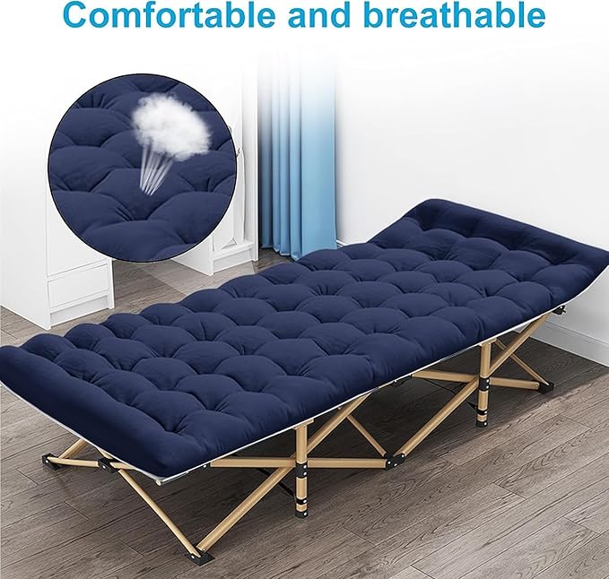 Camping Cot 450LBS(Max Load) Portable Folding Outdoor Bed with Carry Bag for Adults Kids Heavy Duty Cot for Traveling Gear Supplier Office Nap Beach Vocation and Home Lounging (Blue)