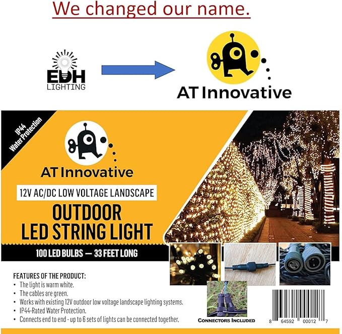 33ft 100-LED Outdoor Waterproof Warm White String Lights - Works with Low Voltage Landscape Lighting Systems (12V) (Product is not Compatible with Standard Household Electricity @120V)