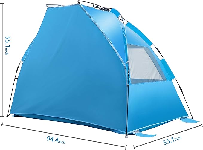 Beach Tent-Outdoors Easy Up Cabana Tent Sun Shelter Beach Umbrella Deluxe Large for 5-6 Person Blue