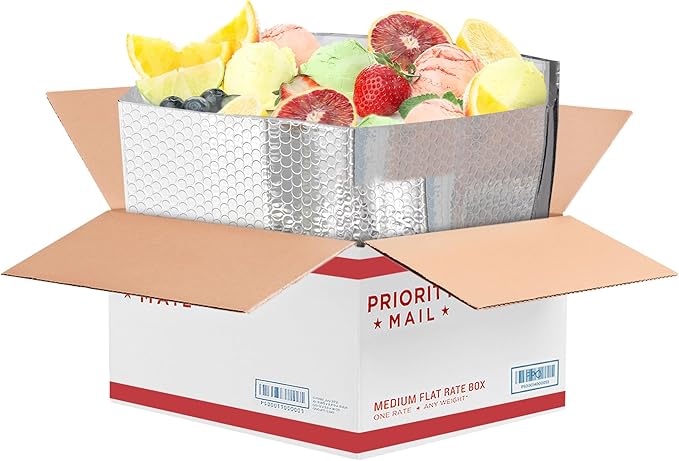 ABC PACK &amp SUPPLY 10 Pack Silver Foil Insulated Box Liners 11 x 8.5 x 5.5 inches. Silver Shipping Boxes for Frozen Food Odorless Insulated Containers. Fits USPS Medium Flat Rate Box