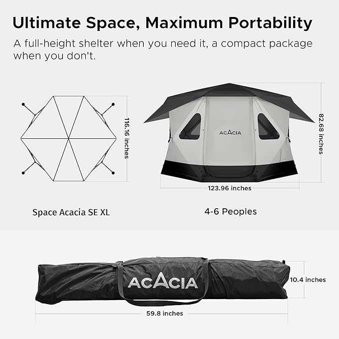 Space Acacia Lite Camping Tent | 2/3/4/8 Person Pop Up Tents for Camping | Lightweight &amp Durable Beach Tent | Level 7 Wind Resistance UPF 50+ | Quick Setup for Camping &amp Backyard