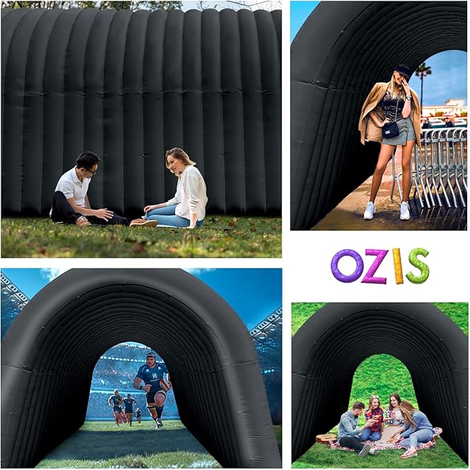 OZIS 24FT Inflatable Tunnel Sports Tunnel Entrance with Installed Blower Inflatable Tunnel Tent for Business Advertising Event Exhibition PromotionStreetShopSupermarketSchool(Black 24x10x10Ft)