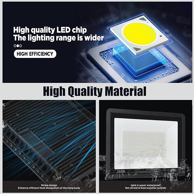 4Pack LED Flood Light Outdoor100W LED Work Light 11000lmwith 6FT US PlugIP66 Waterproof Exterior Security Lights6000K Daylight White Outside Floodlights Slim Design for Playground Yard