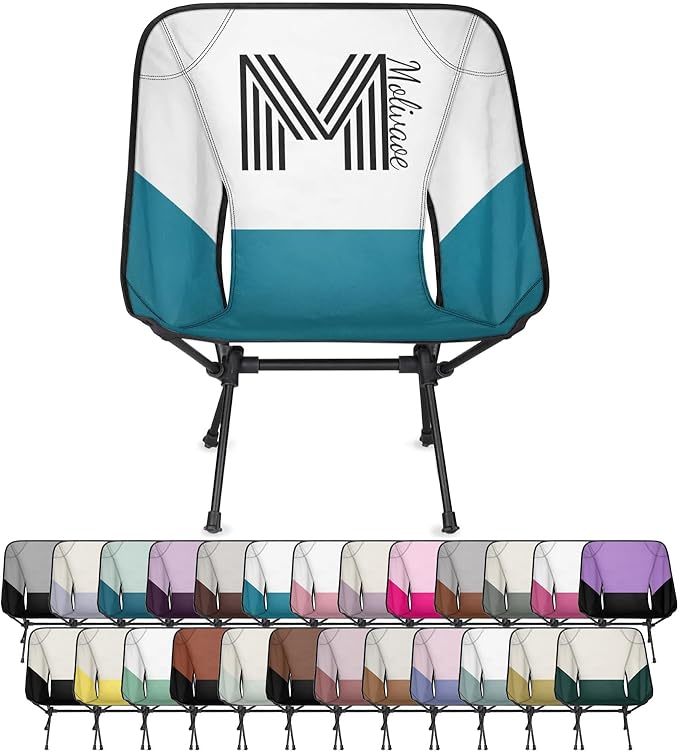 Personalized Camping Chair Portable Backpacking Chair with Side Pocket Custom Folding Camp Chairs with Name Initial Lightweight Compact Customized Outdoor Chairs