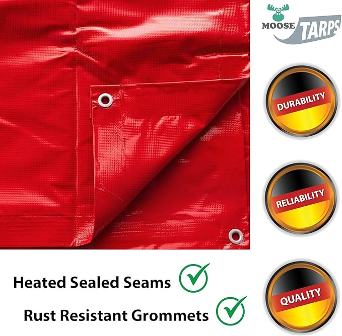 Heavy Duty Tarp 100% Waterproof 12mil Thick PVC Vinyl Tent Tarp for Camping Multi-Purpose Thick Protective Cover Weather Proof Heavy Duty UV Resistant 20 Feet x 30 Feet Red