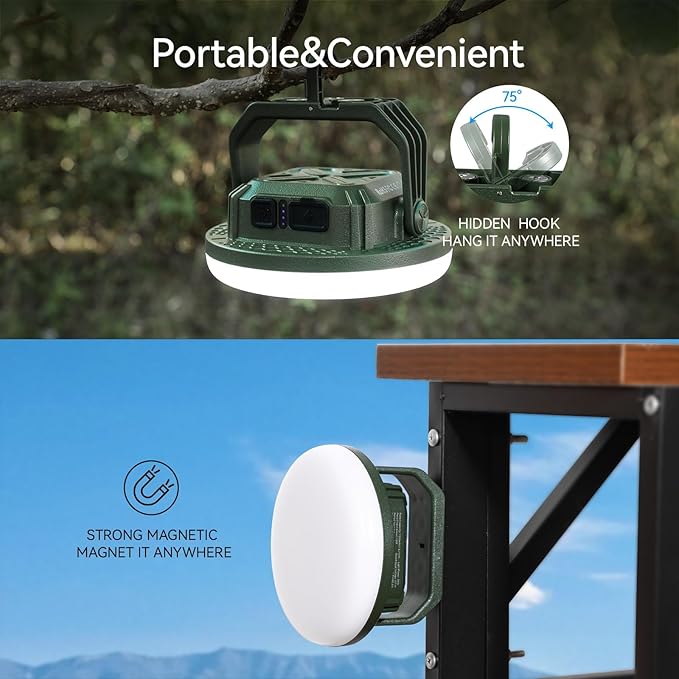 VAVOFO 2Pcs 10000mAh 4000LM LED Camping Lantern Rechargeable 3 Lighting Modes Portable Tent Light with Magnet IP65 Waterproof Hanging Light for Emergencies Power Outages Hurricane（2Pcs）