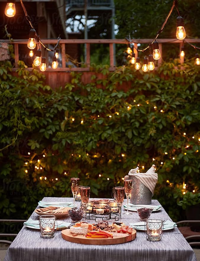 Svater Outdoor Led String Lights 36 FT Patio Lights for Outside with 13pcs S14 Shatterproof Bulbs 1 Watt E26 Dimmable IP65 Waterproof Commercial Grade Bistro Light 2700K Warm White