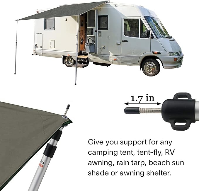 Alvantor Aluminum Telescoping Tarp Poles Adjustable Rods and Round Pad for Alvantor Screen House &amp Bubble Tent &amp Vendor Booth