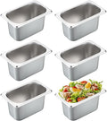 BSTKEY 6 Pack 1/9 Size 4 Inch Deep Hotel Pans Stainless Steel Steam Table Pan Stackable Catering Pan Metal Pan Commercial Food Pans for Kitchen Restaurant Buffet Party Supplies