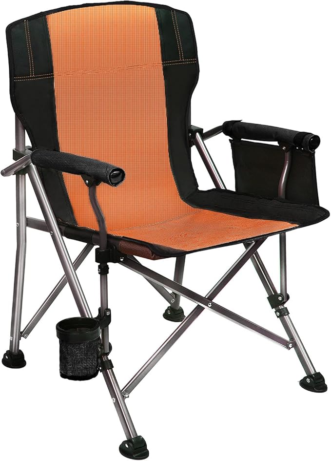 LEADALLWAY Folding Camping Chair Oversized Collapsible Camp Chair with Cup Holder and Removable Storage Bag Heavy Duty Support 351 LBS Portable Lawn Chair for Outdoor Camp Picnic Travel Fishing