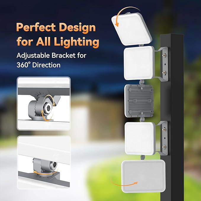 SOLLA 500W 2026 Plus New Upgraded LED Flood Light Outdoor 50000LM 6000K Daylight White Stadium Lights IP65 Waterproof 3 Heads Adjustable Outdoor Floodlight for YardsDriveway GarageBarn