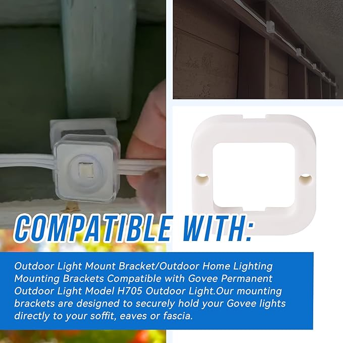 Outdoor Light Mount Bracket/Outdoor Home Lighting Mounting Brackets Compatible with Go-vee Permanent Outdoor Light Model (H705) Outdoor Light(White150FT-120 mounts)