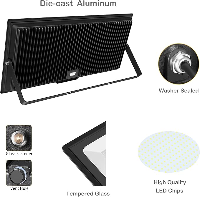 800W LED Flood Light Outdoor 6000K 80000LM Daylight White Security Lights Outside Lamp IP66 Waterproof Exterior Floodlights Lighting for Garden Yard Stadium Arena