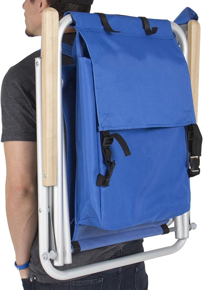 Portable High Strength Beach Chair with Adjustable Headrest Blue