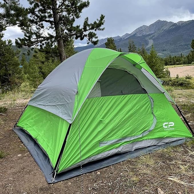CAMPROS CP Tent 3 Person Camping Tents Gifts for Family Waterproof Windproof Backpacking Tent with Top Rainfly Easy Set up Small Lightweight Dome Tents Hiking Beach - Green